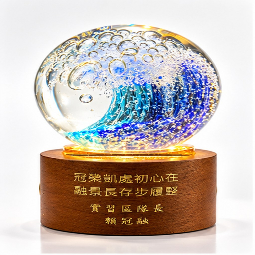 湛藍浪花琉璃燈飾獎盃