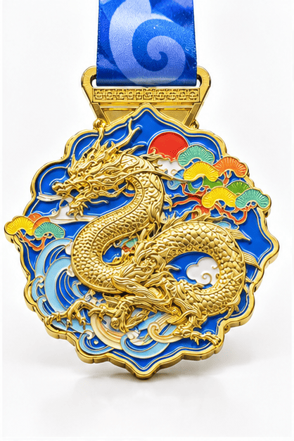 金龍浮雕彩繪紀念獎牌